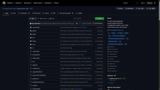Paperless-ngx website homepage