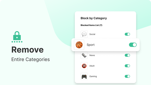 BlockSite settings blocking whole categories such as social and sport