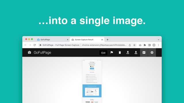 GoFullPage result page showing a long web page captured as one image