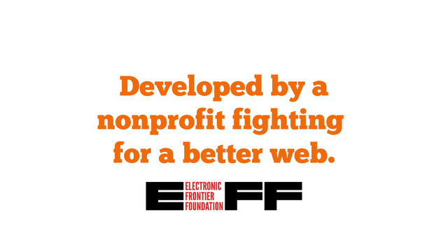 Privacy Badger banner reading Developed by a nonprofit fighting for a better web, with the EFF logo