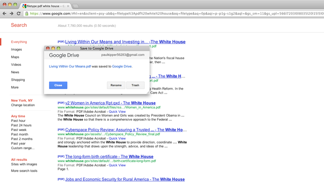 Save to Google Drive saving a web page as a file in a Drive folder
