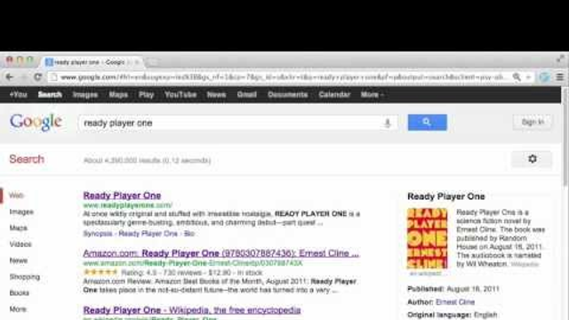 Vimium link hints overlaid on a Google search results page