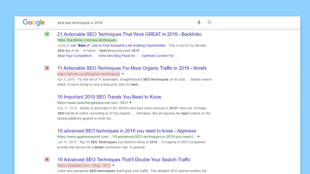 Where is My Website highlighting chosen domains in Google search results