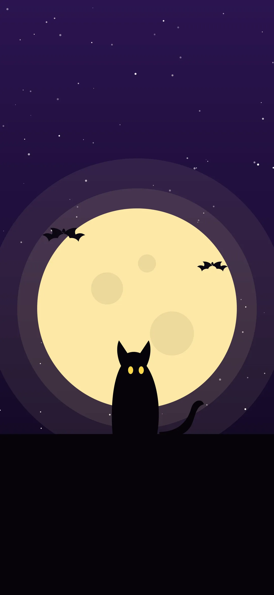 Black cat in front of a full moon Halloween wallpaper
