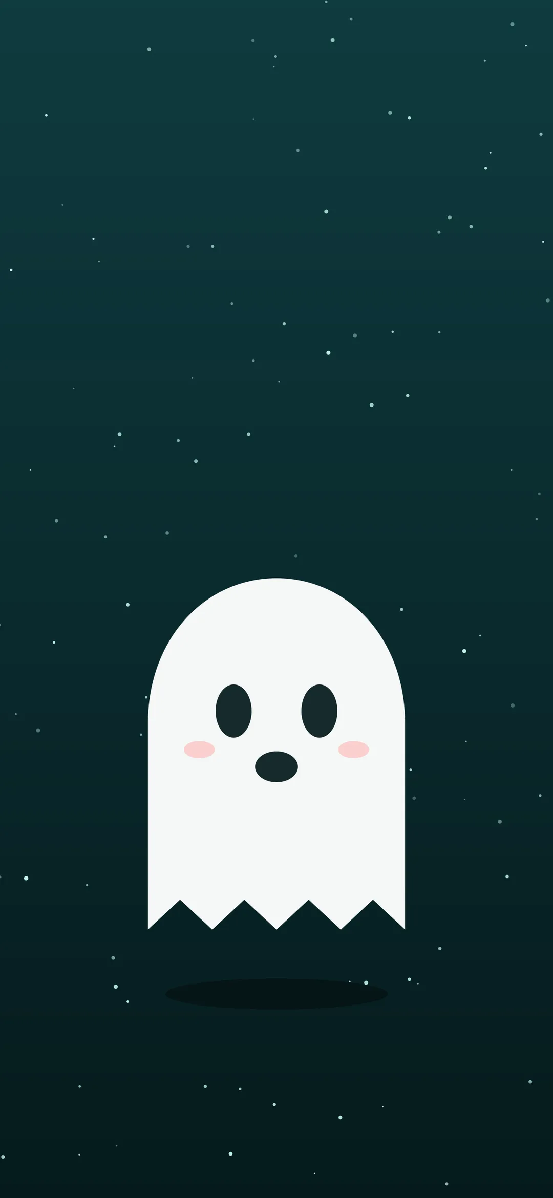 Friendly ghost on dark teal Halloween wallpaper