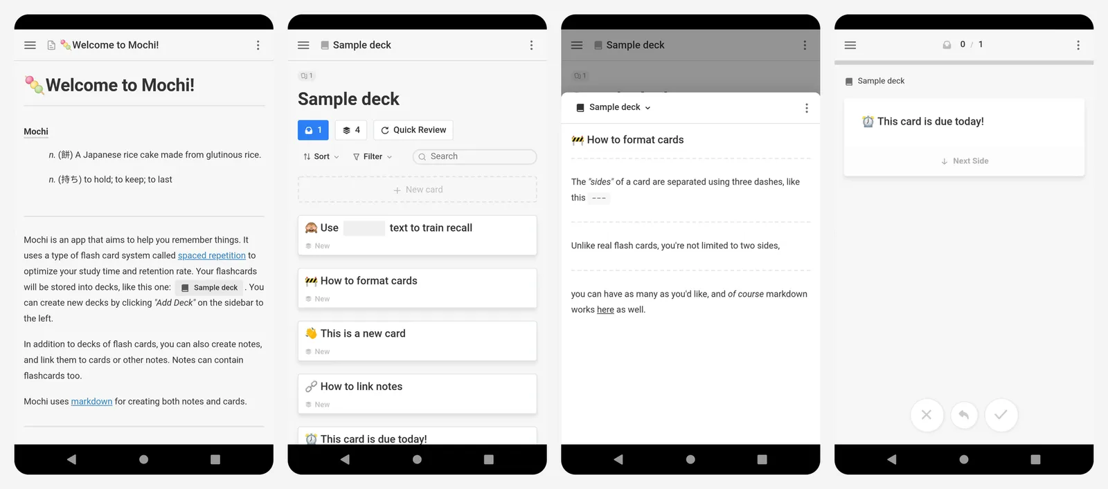 Mochi app screenshots
