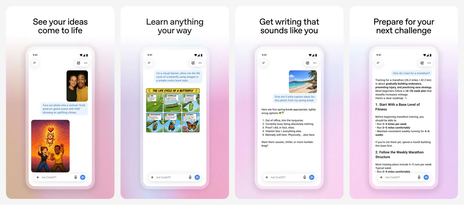 ChatGPT app screenshots