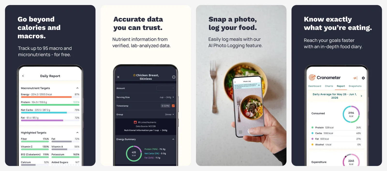 Cronometer app screenshots