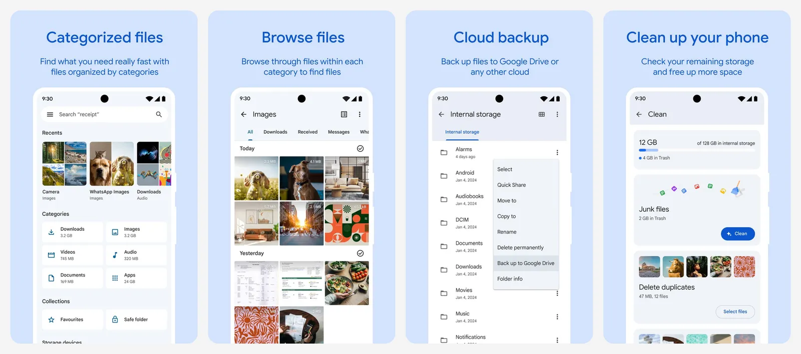 Files by Google app screenshots