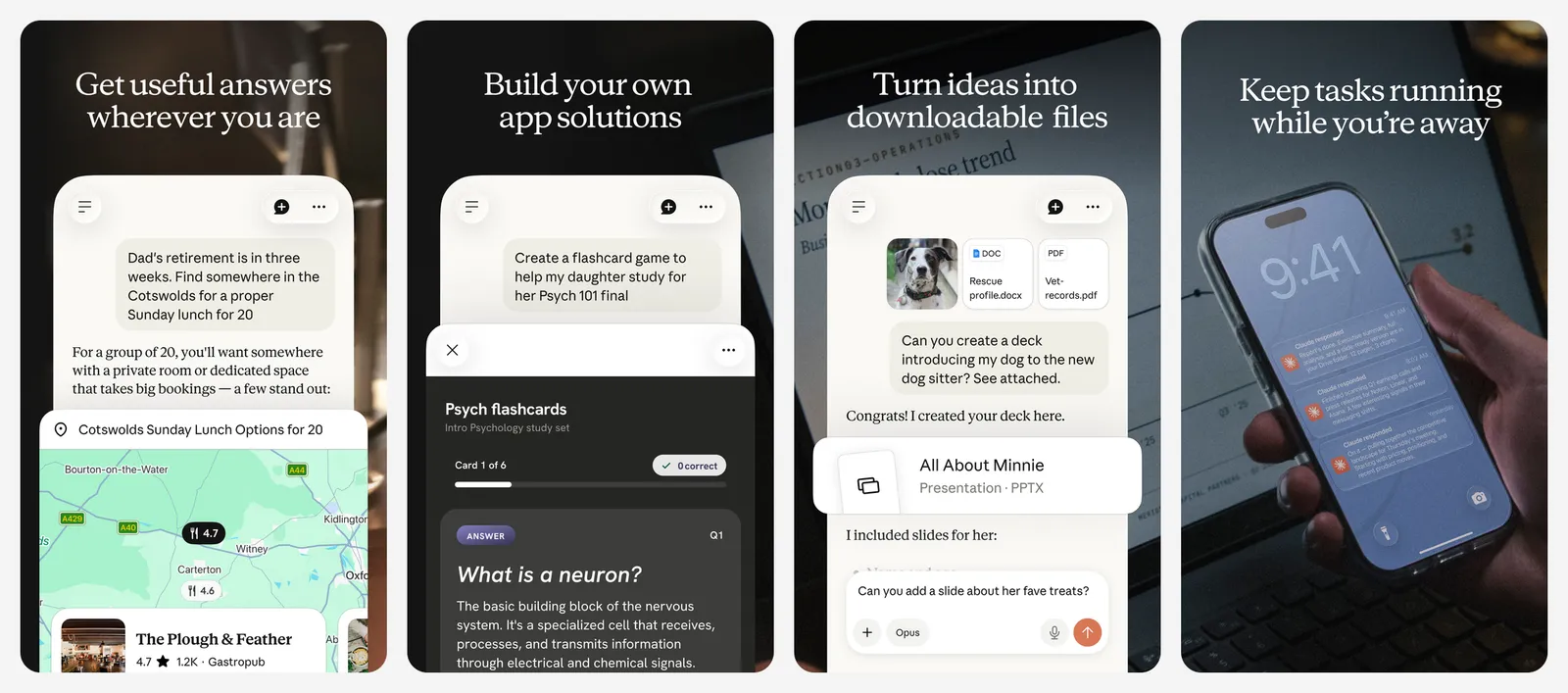 Claude app screenshots