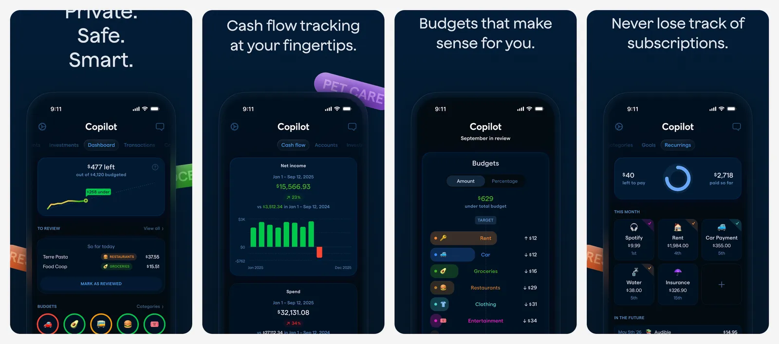 Copilot Money app screenshots