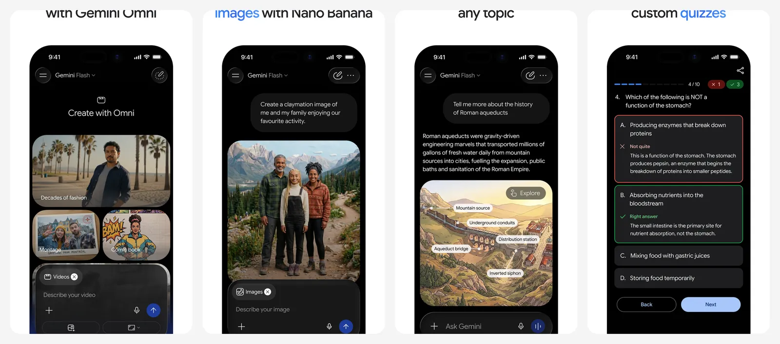Gemini app screenshots