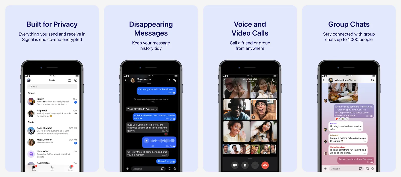 Signal app screenshots