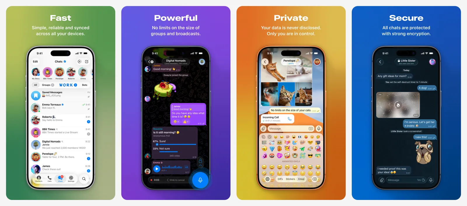 Telegram app screenshots