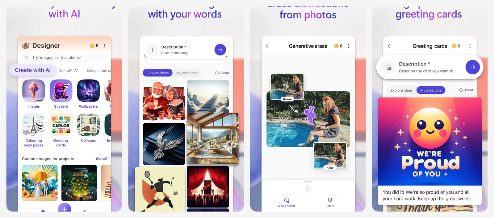 Microsoft Designer app screenshots