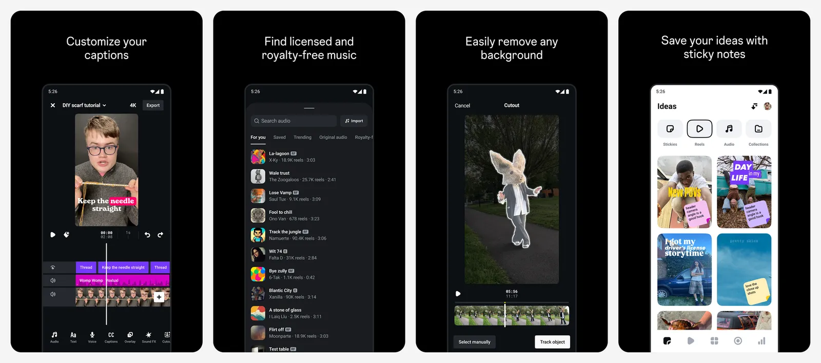 Edits by Instagram app screenshots