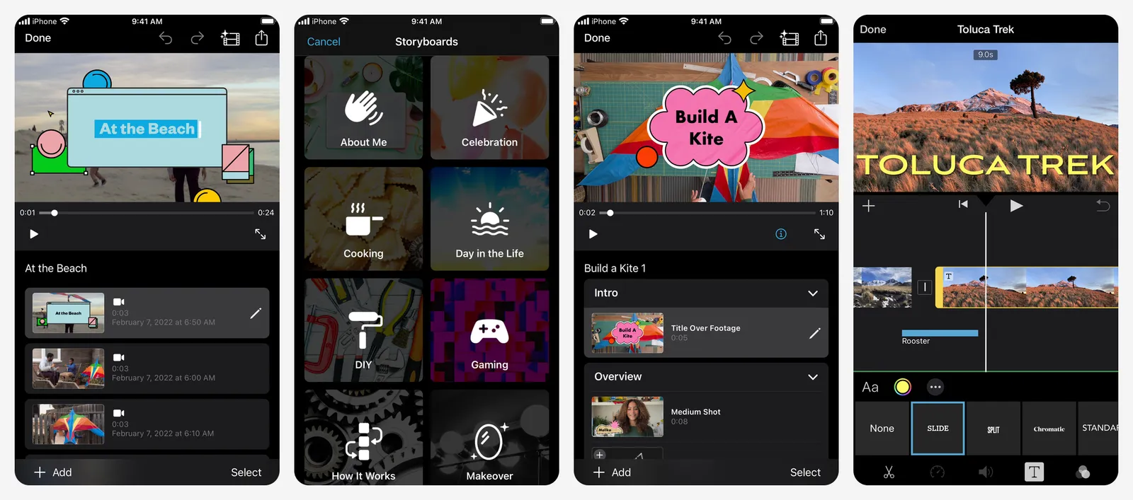 iMovie app screenshots