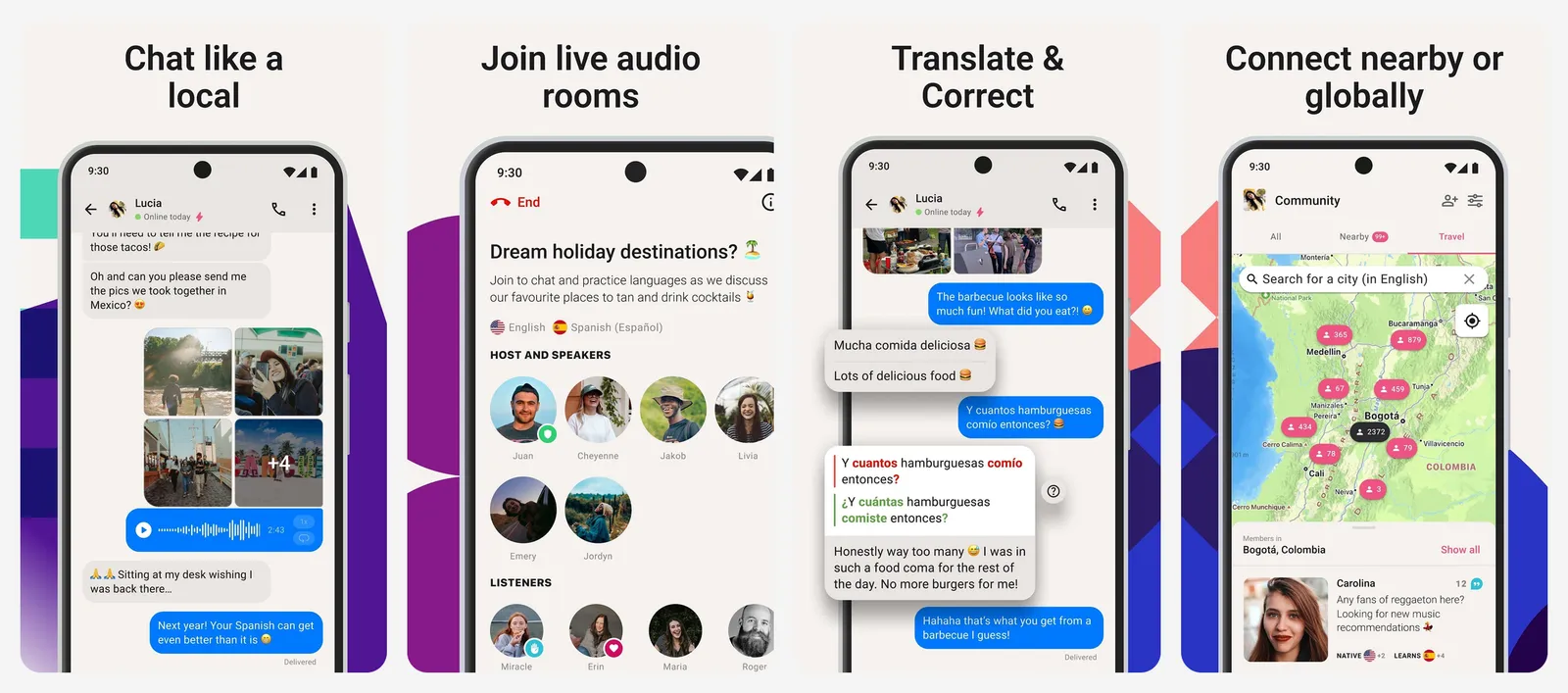 Tandem app screenshots