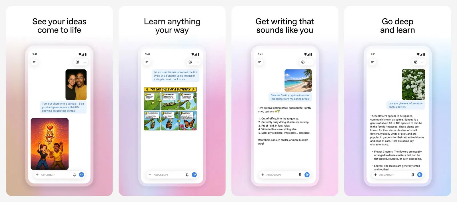 ChatGPT app screenshots