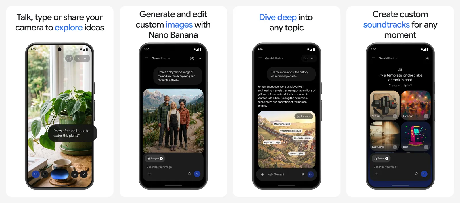 Google Gemini app screenshots