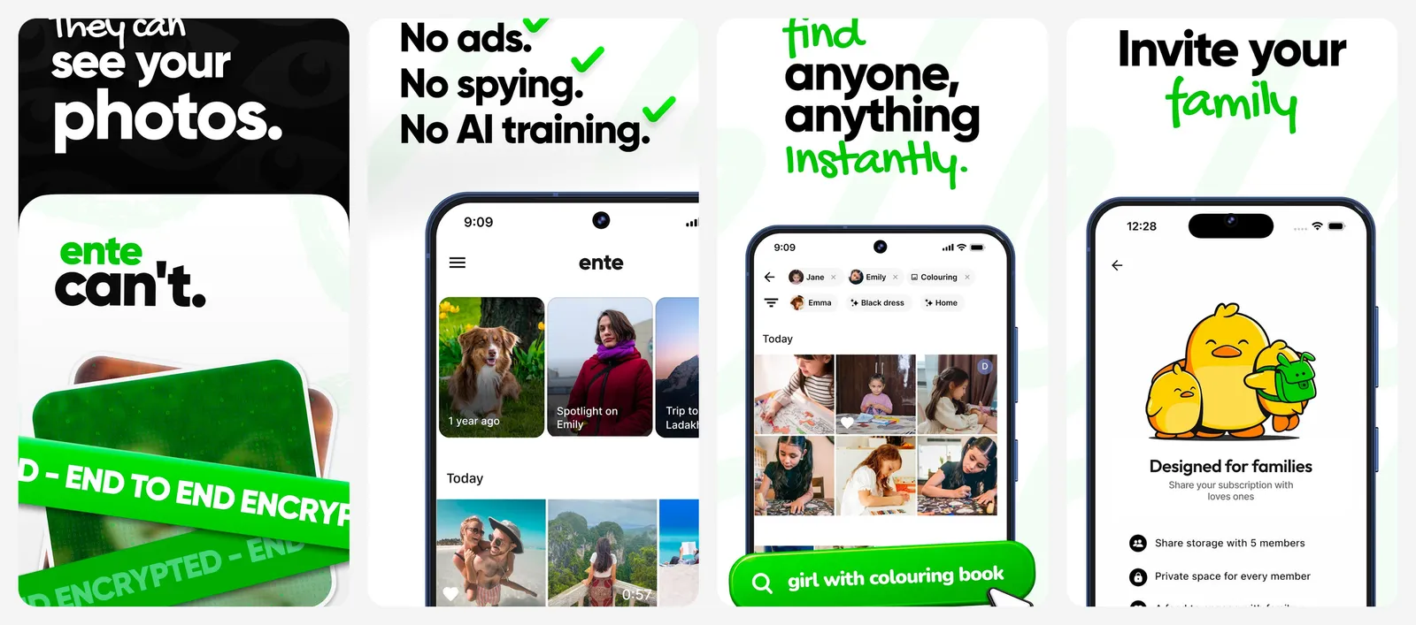 Ente Photos app screenshots