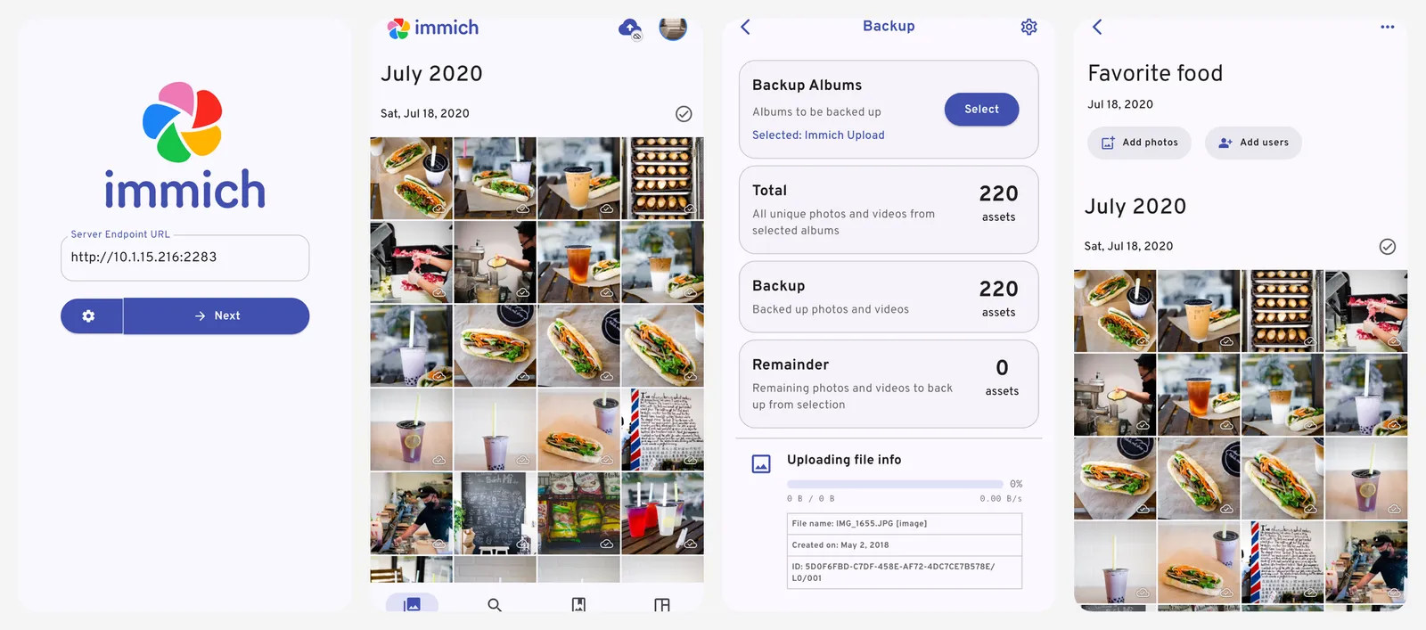 Immich app screenshots