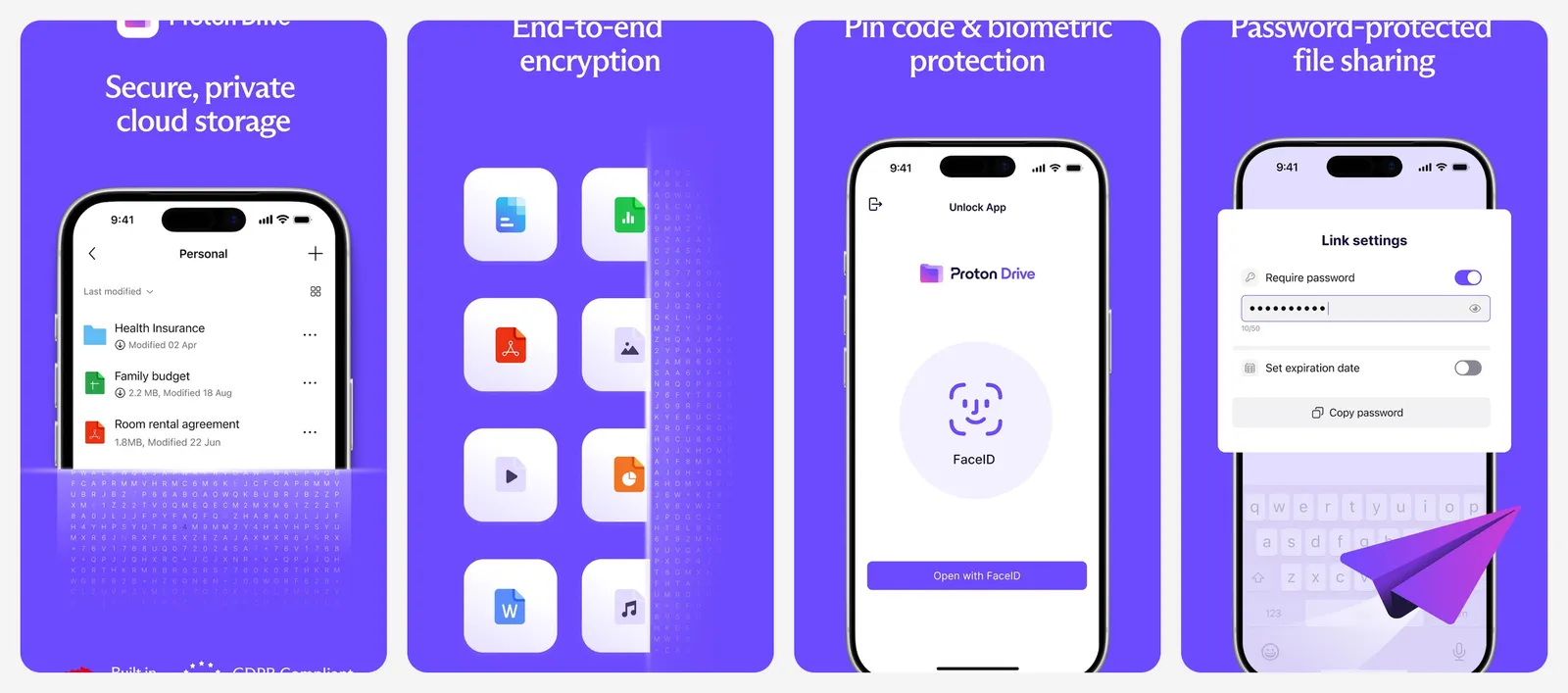 Proton Drive app screenshots