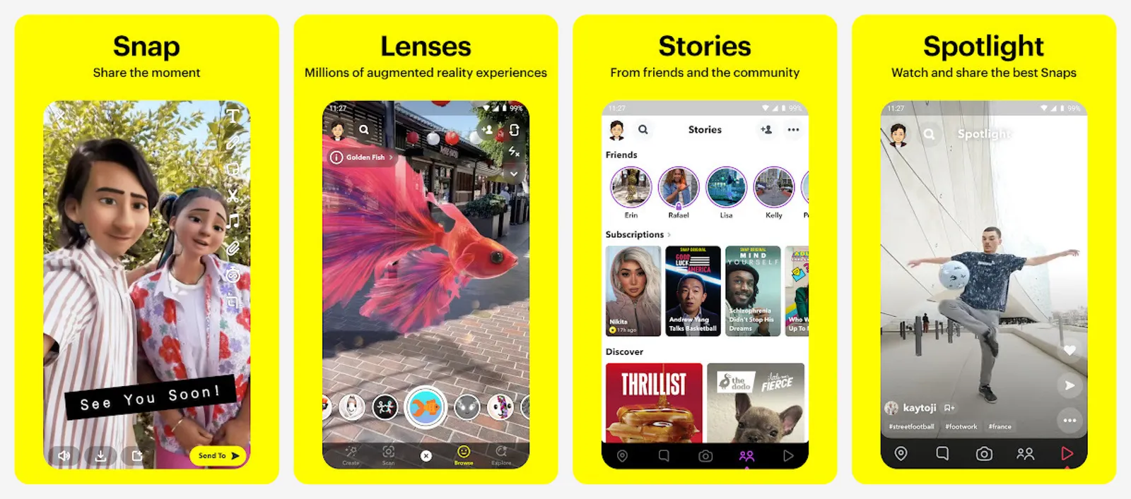 Snapchat app screenshots