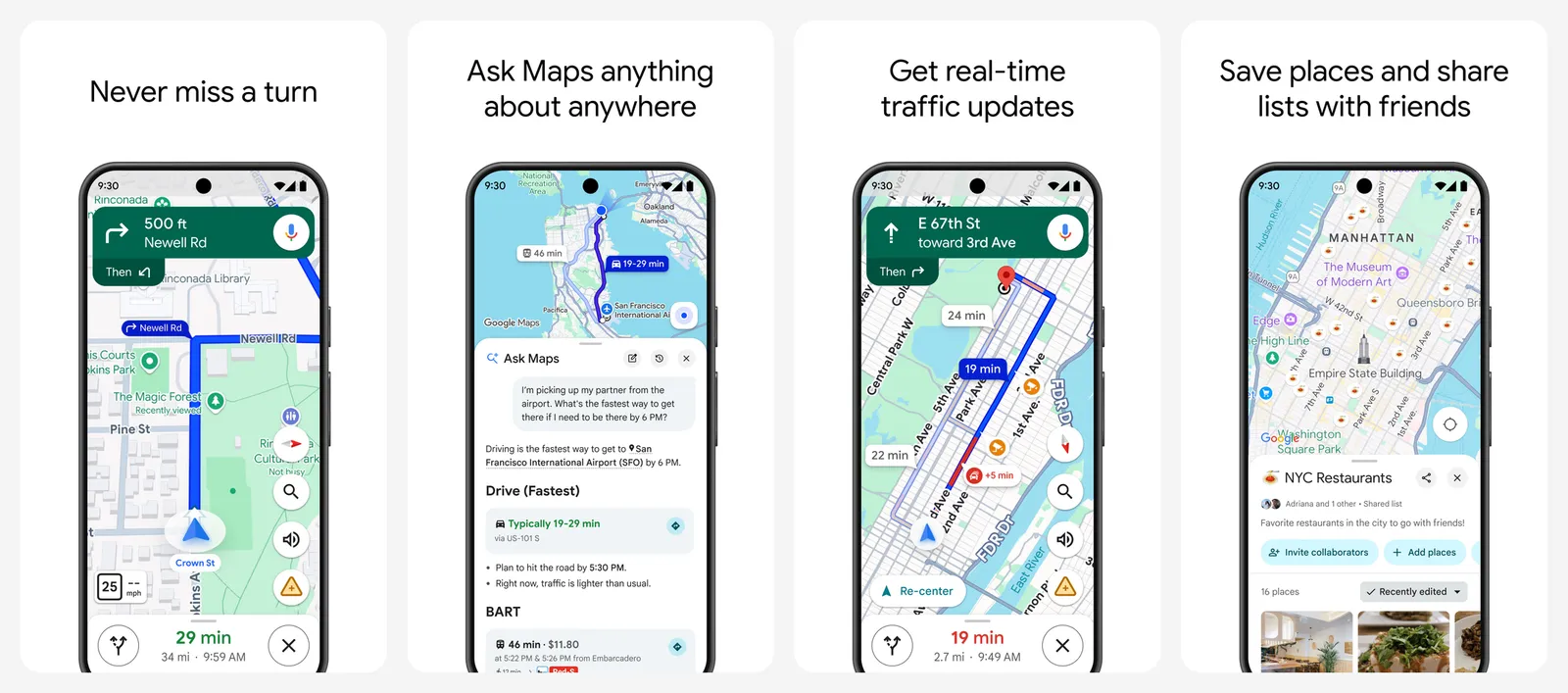 Google Maps location sharing app screenshots