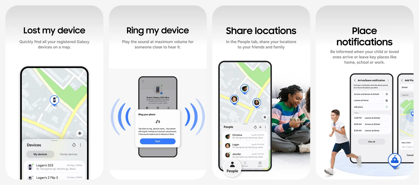 Samsung Find app screenshots