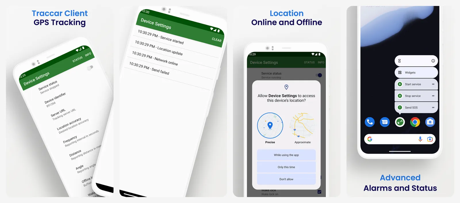 Traccar app screenshots