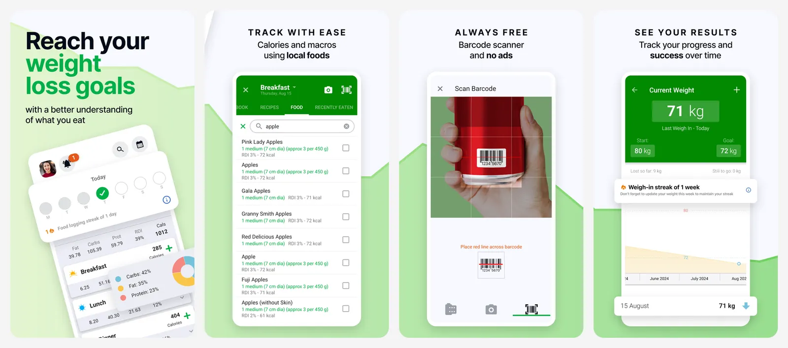 FatSecret app screenshots