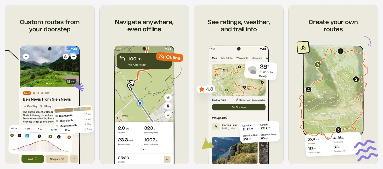 Komoot app screenshots