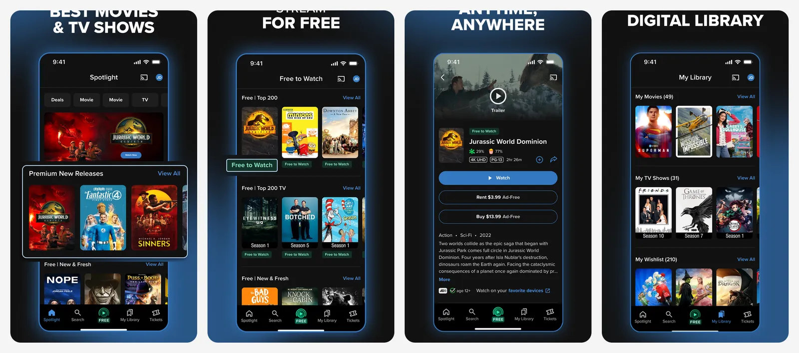 Fandango at Home app screenshots