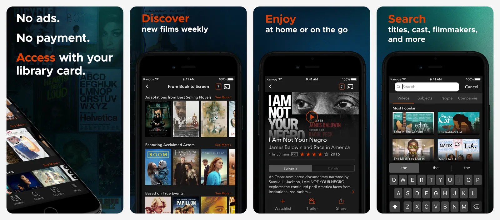 Kanopy app screenshots