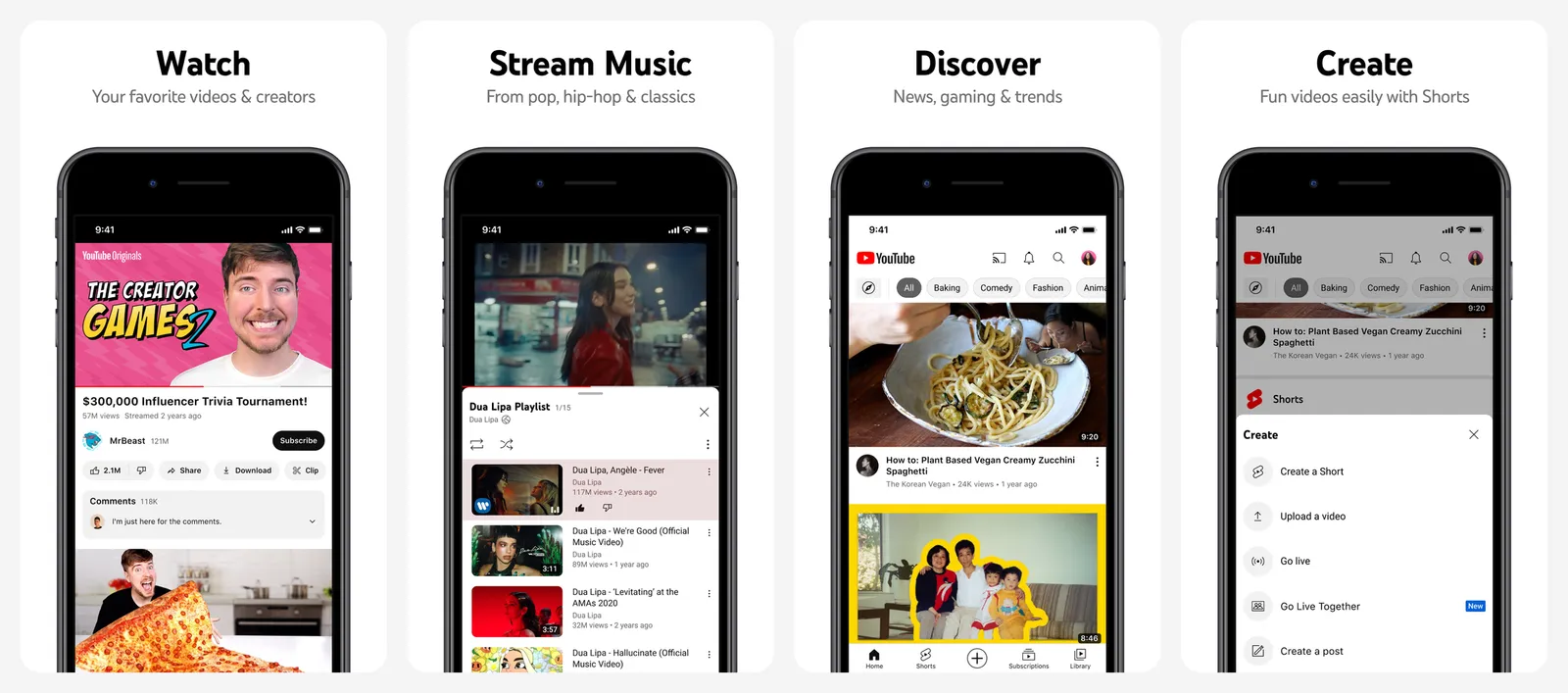 YouTube app screenshots