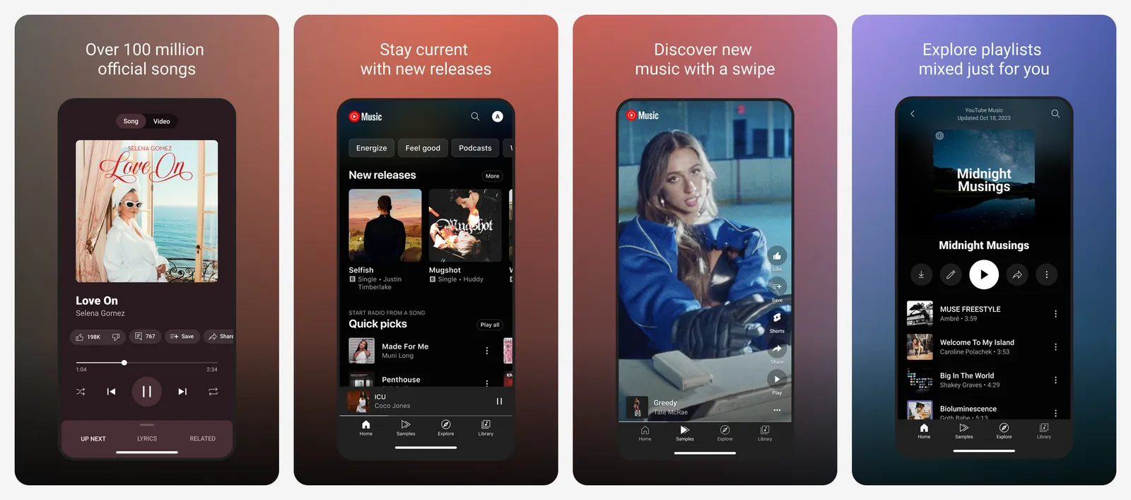 YouTube Music app screenshots