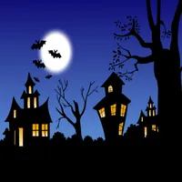 Haunted house night scene