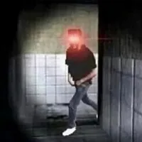 Red-eyed hallway figure