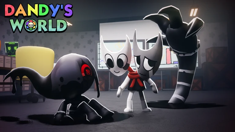 Dandy's World Twisted monsters and a Toon in a dark office room
