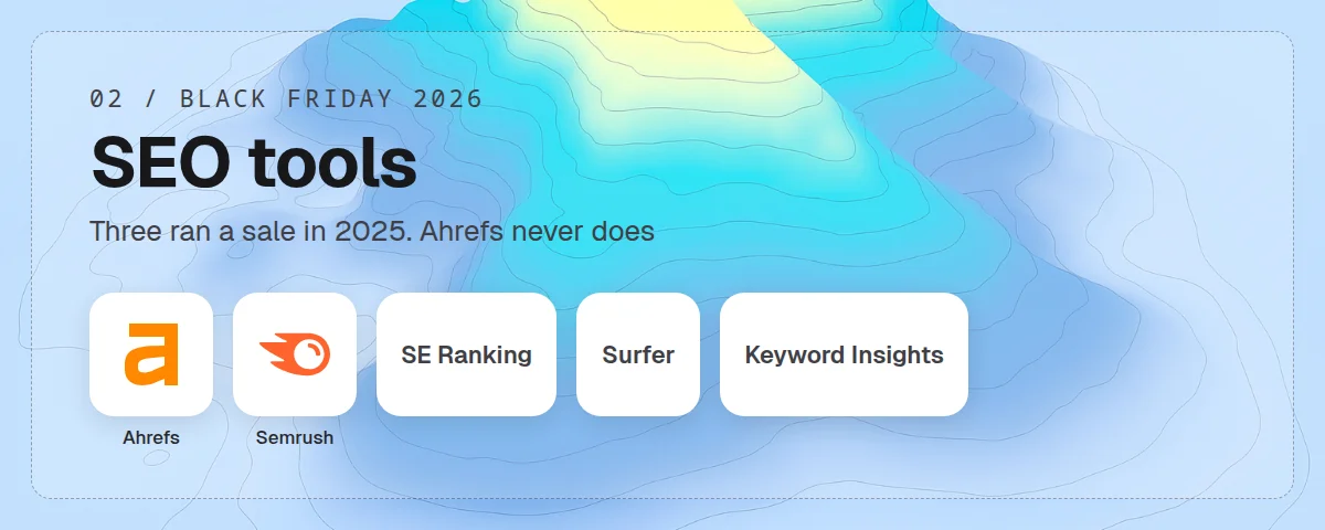 SEO tools covered: Ahrefs, Semrush, SE Ranking, Surfer and Keyword Insights