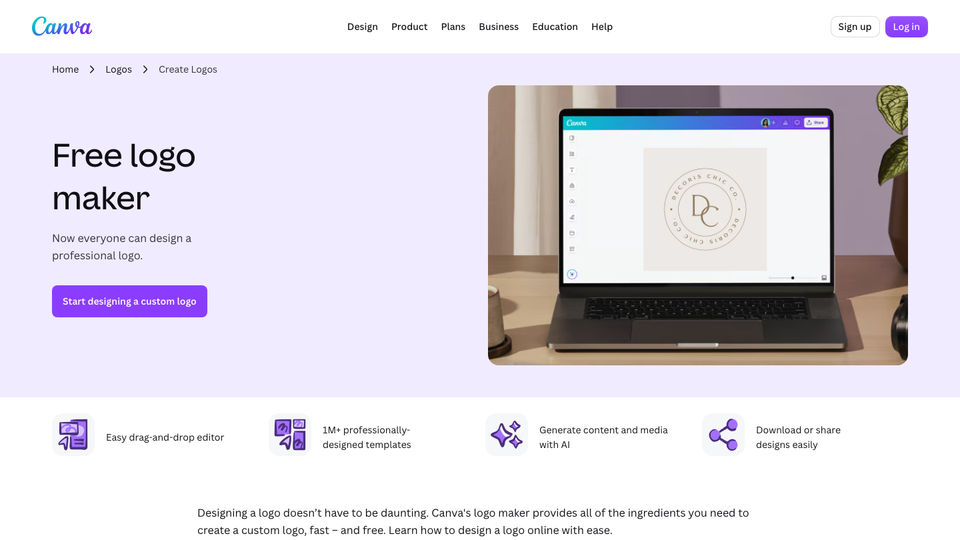 Canva logo maker page