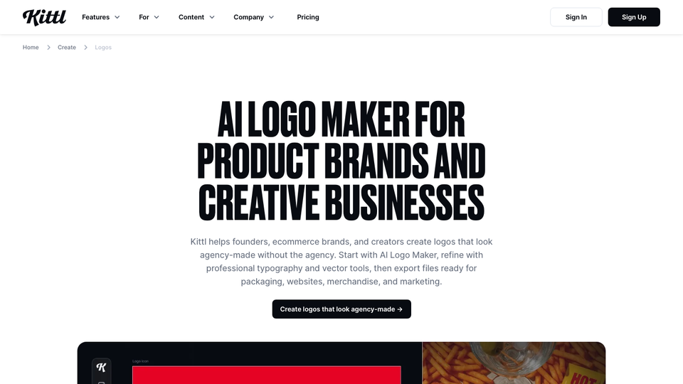 Kittl logo creation page