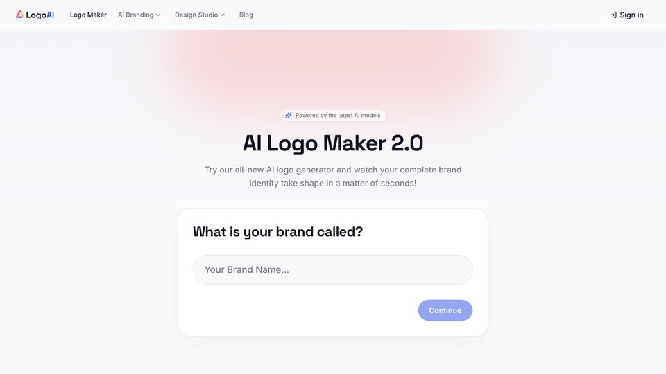 LogoAI logo maker page