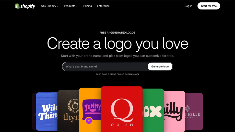 Shopify free logo maker page