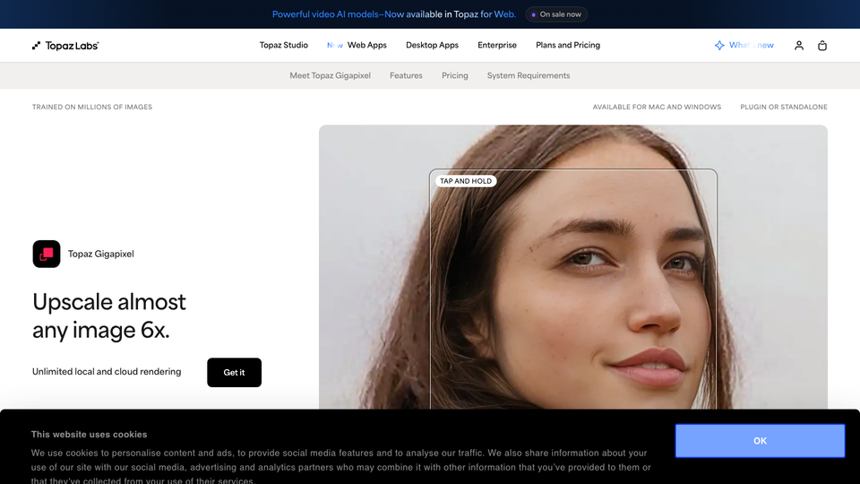 Topaz Gigapixel product page from Topaz Labs