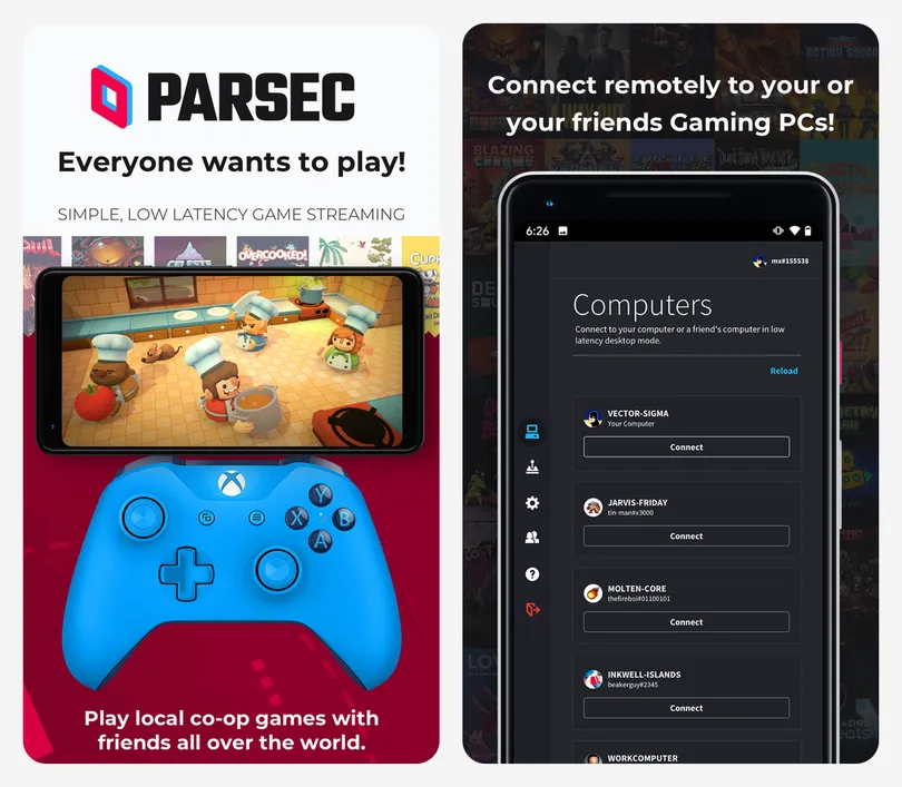 Parsec app screenshots