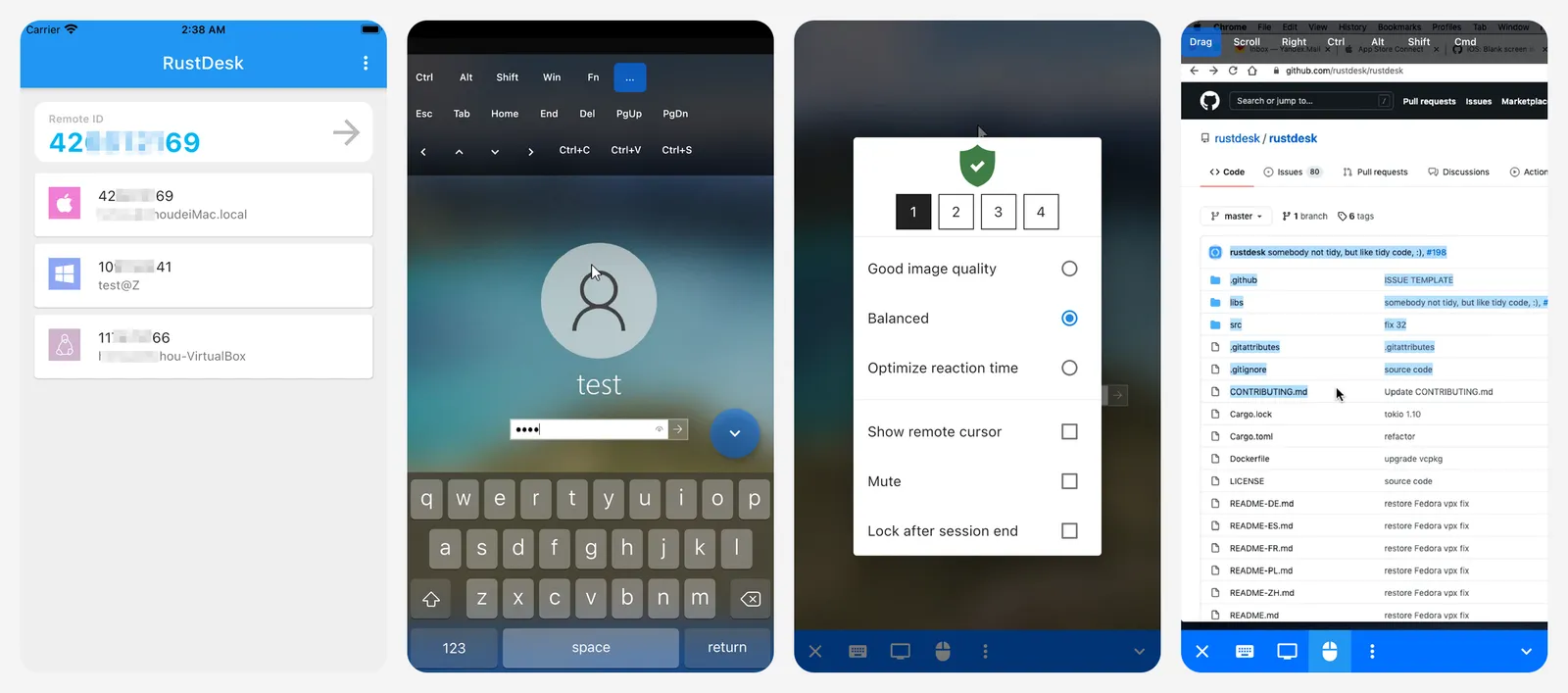 RustDesk app screenshots