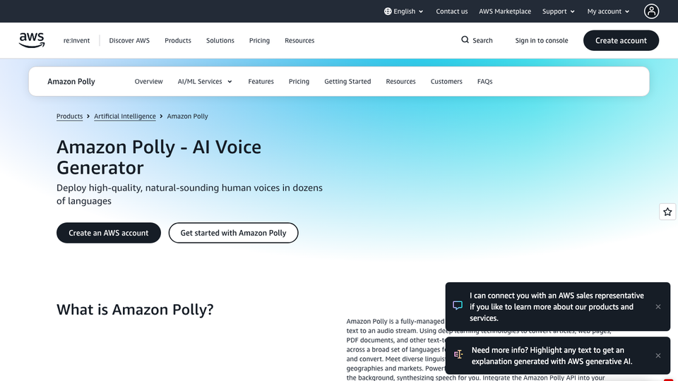 Amazon Polly product page