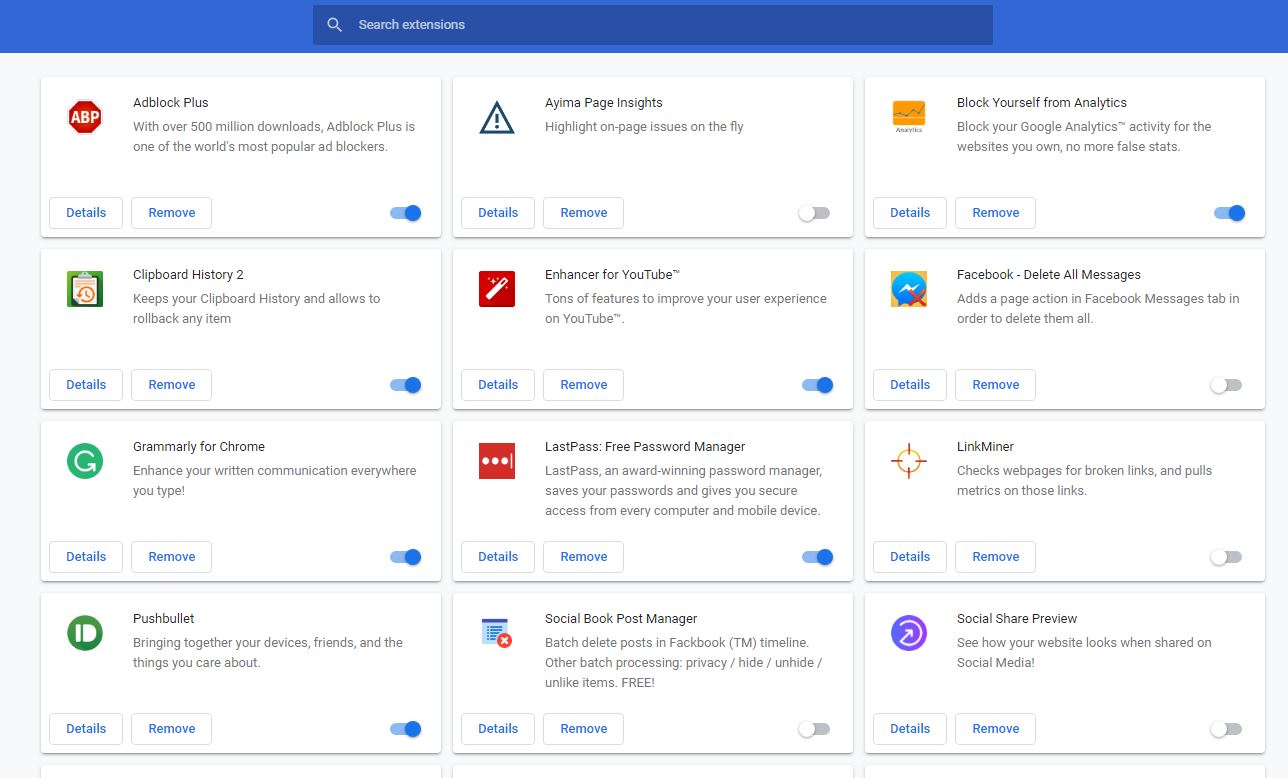 Chrome extension manager